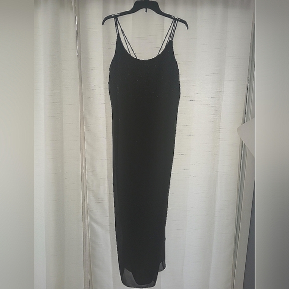 Onyx Dresses & Skirts - VTG Onyx Nites Maxi Dress Lined Beaded Designs 90's Prom Black Sz 16.  FL